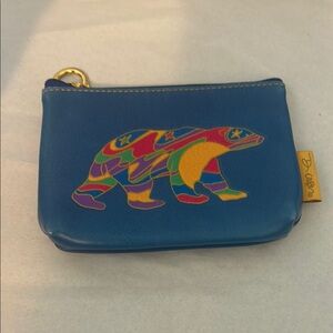 Colorful D.Omon Wallet with a bear design on a  blue background